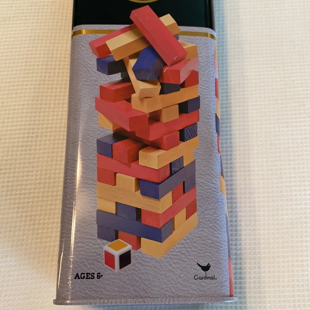 Rainbow Jumbling Tower a game of Strategy Tin box 48 Pieces Ages 6+